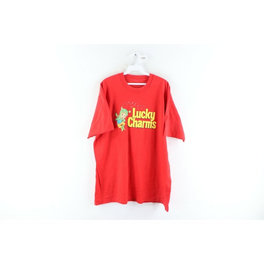 Vintage 90s General Mills Mens XL Lucky Charms Cereal Spell Out Faded T-Shirt